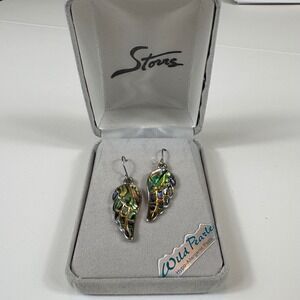 Wild Pearle Stours‎ Abalone Shell Wing Earrings Hypoallergenic Posts Iridescent